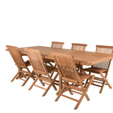 Jídelní stůl Kenya 195/295*110*H75 - Teak+Keňa skládací židle s područkou - Teak