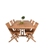 Jídelní stůl Kenya 195/295*110*H75 - Teak+Keňa skládací židle s područkou - Teak