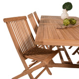 Jídelní stůl Kenya 195/295*110*H75 - Teak+Keňa skládací židle s područkou - Teak