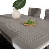Jídelní stůl Albany 160/240*100 - Bílá Alu / Šedá Aintwood+Malin Područková židle s polštářem - Šedá / Šedá cushion_4
