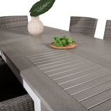 Jídelní stůl Albany 160/240*100 - Bílá Alu / Šedá Aintwood+Malin Područková židle s polštářem - Šedá / Šedá cushion_6