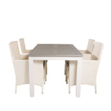 Albany Table - 160/240 - White/Grey - Malin Karmstol med dyna - Vit / grå dyna 4