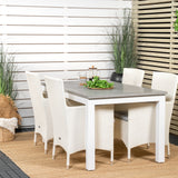 Albany Table - 160/240 - White/Grey - Malin Karmstol med dyna - Vit / grå dyna 4