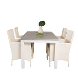 Albany Table - 160/240 - White/Grey - Malin Karmstol med dyna - Vit / grå dyna 4