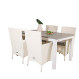 Albany Table - 160/240 - White/Grey - Malin Karmstol med dyna - Vit / grå dyna 4