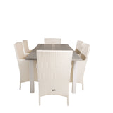 Albany Table - 160/240 - White/Grey - Malin Karmstol med dyna - Vit / grå dyna 6