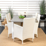 Albany Table - 160/240 - White/Grey - Malin Karmstol med dyna - Vit / grå dyna 6