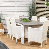 Albany Table - 160/240 - White/Grey - Malin Karmstol med dyna - Vit / grå dyna 6