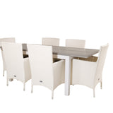 Albany Table - 160/240 - White/Grey - Malin Karmstol med dyna - Vit / grå dyna 6