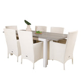 Albany Table - 160/240 - White/Grey - Malin Karmstol med dyna - Vit / grå dyna 6