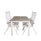 Albany Table - 160/240 - White/Grey - Albany 5:pos Stol - Vit Aluminium/vit textilene/aintwood 4