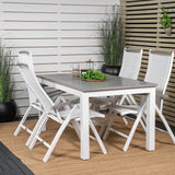Albany Table - 160/240 - White/Grey - Albany 5:pos Stol - Vit Aluminium/vit textilene/aintwood 4