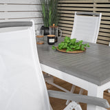 Albany Table - 160/240 - White/Grey - Albany 5:pos Stol - Vit Aluminium/vit textilene/aintwood 4