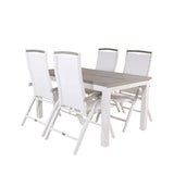 Albany Table - 160/240 - White/Grey - Albany 5:pos Stol - Vit Aluminium/vit textilene/aintwood 4
