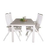 Albany Table - 160/240 - White/Grey - Albany 5:pos Stol - Vit Aluminium/vit textilene/aintwood 4