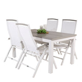 Albany Table - 160/240 - White/Grey - Albany 5:pos Stol - Vit Aluminium/vit textilene/aintwood 4