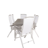 Albany Table - 160/240 - White/Grey - Albany 5:pos Stol - Vit Aluminium/vit textilene/aintwood 6