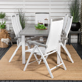 Albany Table - 160/240 - White/Grey - Albany 5:pos Stol - Vit Aluminium/vit textilene/aintwood 6