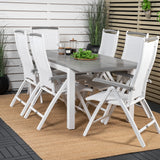 Albany Table - 160/240 - White/Grey - Albany 5:pos Stol - Vit Aluminium/vit textilene/aintwood 6