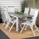 Albany Table - 160/240 - White/Grey - Albany 5:pos Stol - Vit Aluminium/vit textilene/aintwood 6