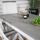 Albany Table - 160/240 - White/Grey - Albany 5:pos Stol - Vit Aluminium/vit textilene/aintwood 6