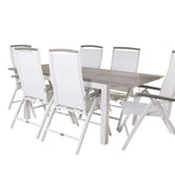 Albany Table - 160/240 - White/Grey - Albany 5:pos Stol - Vit Aluminium/vit textilene/aintwood 6