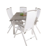 Albany Table - 160/240 - White/Grey - Albany 5:pos Stol - Vit Aluminium/vit textilene/aintwood 6