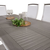 Albany Table - 160/240 - White/Grey - Albany 5:pos Stol - Vit Aluminium/vit textilene/aintwood 6
