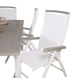 Albany Table - 160/240 - White/Grey - Albany 5:pos Stol - Vit Aluminium/vit textilene/aintwood 6