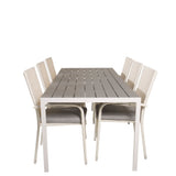 Jídelní stůl Break - 205*90 - Bílá Alu / šedá Aintwood+Anna Arm Chair (stackabl