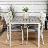 Jídelní stůl Break - 205*90 - Bílá Alu / šedá Aintwood+Anna Arm Chair (stackabl