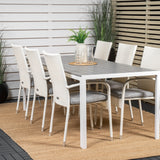 Jídelní stůl Break - 205*90 - Bílá Alu / šedá Aintwood+Anna Arm Chair (stackabl