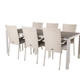 Jídelní stůl Break - 205*90 - Bílá Alu / šedá Aintwood+Anna Arm Chair (stackabl