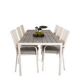 Jídelní stůl Break - 205*90 - Bílá Alu / šedá Aintwood+Anna Arm Chair (stackabl