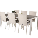 Jídelní stůl Break - 205*90 - Bílá Alu / šedá Aintwood+Anna Arm Chair (stackabl