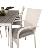 Jídelní stůl Break - 205*90 - Bílá Alu / šedá Aintwood+Anna Arm Chair (stackabl