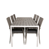Jídelní stůl Break - 205*90 - Bílá Alu / šedá Aintwood+Anna Arm Chair (stackabl