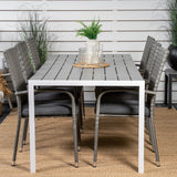 Jídelní stůl Break - 205*90 - Bílá Alu / šedá Aintwood+Anna Arm Chair (stackabl