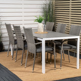 Jídelní stůl Break - 205*90 - Bílá Alu / šedá Aintwood+Anna Arm Chair (stackabl
