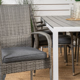 Jídelní stůl Break - 205*90 - Bílá Alu / šedá Aintwood+Anna Arm Chair (stackabl