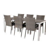 Jídelní stůl Break - 205*90 - Bílá Alu / šedá Aintwood+Anna Arm Chair (stackabl