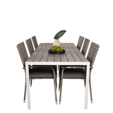 Jídelní stůl Break - 205*90 - Bílá Alu / šedá Aintwood+Anna Arm Chair (stackabl