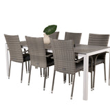 Jídelní stůl Break - 205*90 - Bílá Alu / šedá Aintwood+Anna Arm Chair (stackabl