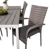 Jídelní stůl Break - 205*90 - Bílá Alu / šedá Aintwood+Anna Arm Chair (stackabl