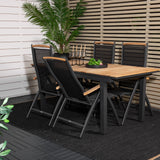 Stůl Mexiko 180/240 – Černá/Teak – Panama 5:pos židle – Černá/Černá 4