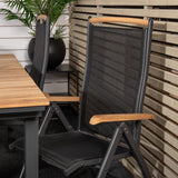 Stůl Mexiko 180/240 – Černá/Teak – Panama 5:pos židle – Černá/Černá 4