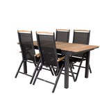 Stůl Mexiko 180/240 – Černá/Teak – Panama 5:pos židle – Černá/Černá 4