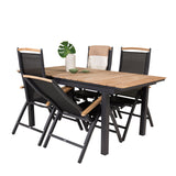 Stůl Mexiko 180/240 – Černá/Teak – Panama 5:pos židle – Černá/Černá 4