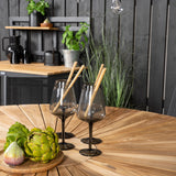 Jídelní stůl Mexico ø140 – Černá / Teak+Santorini křeslo (stohovatelné) – Černá