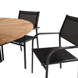 Jídelní stůl Mexico ø140 – Černá / Teak+Santorini křeslo (stohovatelné) – Černá